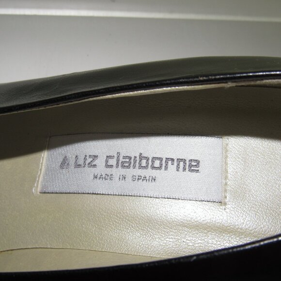 Liz Claiborne Black Leather Kitten Heel Pumps Women’s Size 8.5 M – Made in Spain - Picture 6 of 8